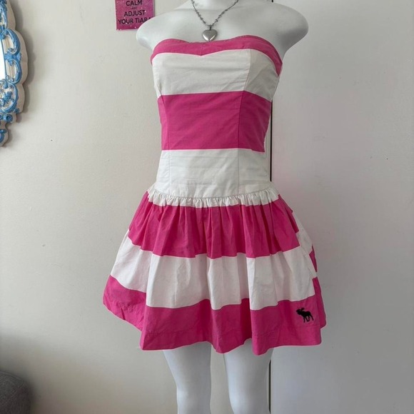 abercrombie & fitch striped strapless dress rare - Picture 5 of 8
